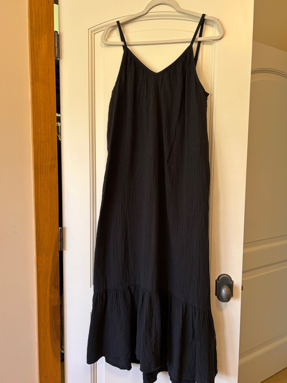 Rails Black Spaghetti-Strap Maxi Dress with Ruffle Hem